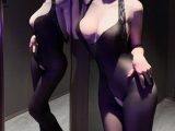 魅惑的なシルエット ブラックシアーボディスーツ オープンクロッチストッキング 大人の女性の色気を演出 F706